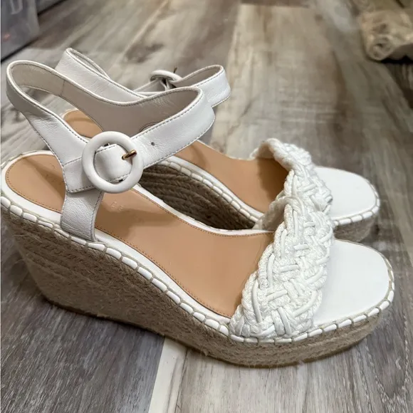 Veronica Beard Women Reema Braided Ankle-Strap Wedge Espadrilles White 10
