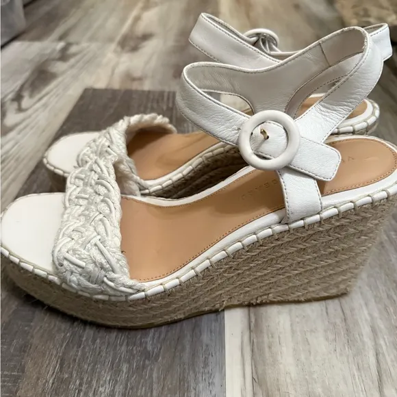 Veronica Beard Women Reema Braided Ankle-Strap Wedge Espadrilles White 10
