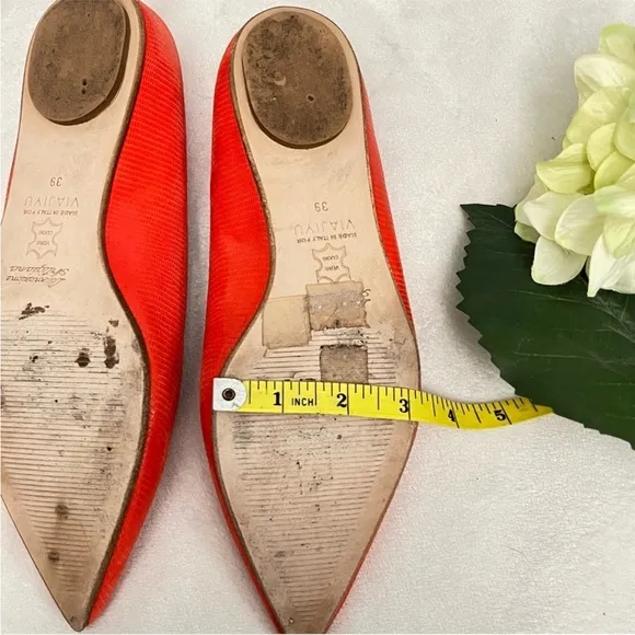 VIAJIYU Orang/Red Como Ballet Flats Sz 39