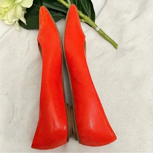 VIAJIYU Orang/Red Como Ballet Flats Sz 39