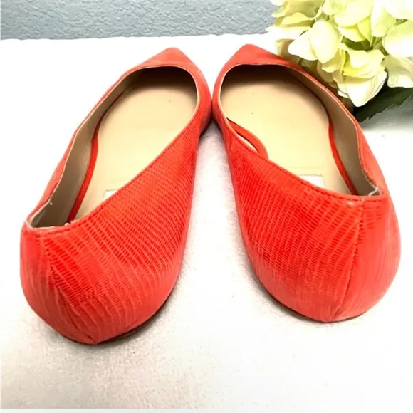 VIAJIYU Orang/Red Como Ballet Flats Sz 39