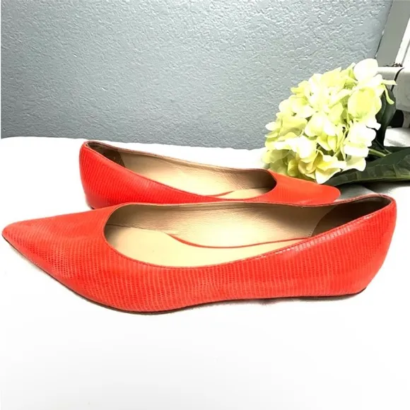 VIAJIYU Orang/Red Como Ballet Flats Sz 39