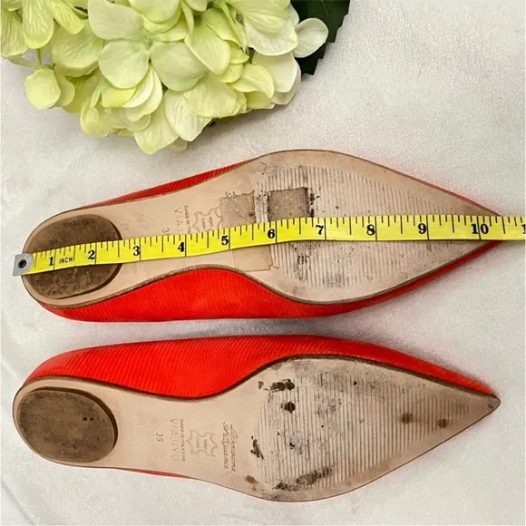 VIAJIYU Orang/Red Como Ballet Flats Sz 39
