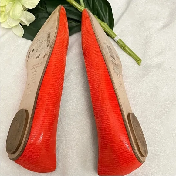 VIAJIYU Orang/Red Como Ballet Flats Sz 39