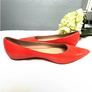 VIAJIYU Orang/Red Como Ballet Flats Sz 39