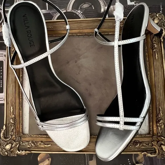 VILLA ROUGE • Silver Desi Sandals Slingback Shoes