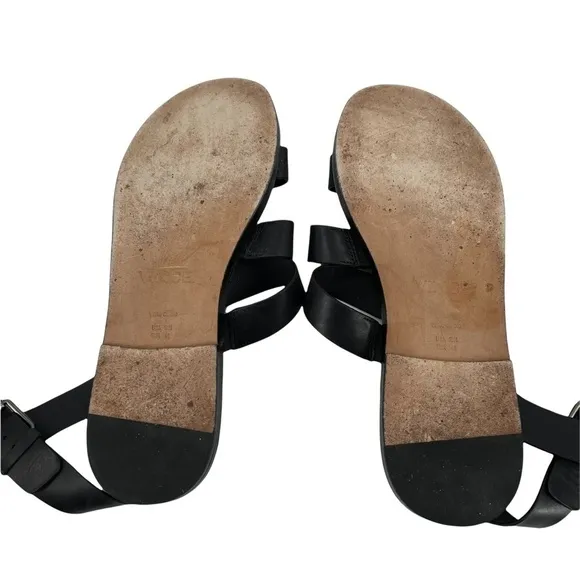 Vince Black Vero Cucio Flat Ankle Buckle Sandals Size 10 Women's