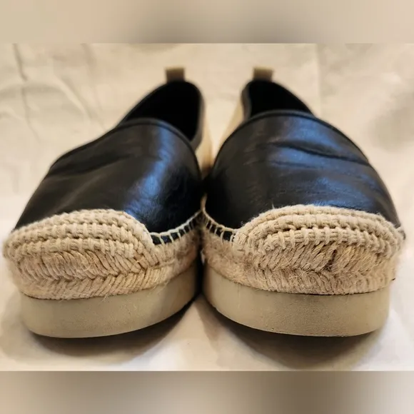 Vince Camato‎ women's Mappen leather platform espadrilles black/cloud  size 8.5
