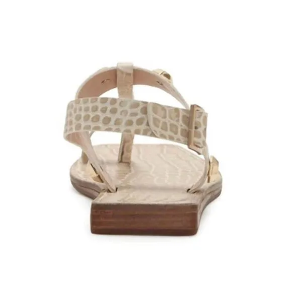 VINCE CAMUTO &quot;DAILETTE&quot; LIGHT TAUPE SNAKE EMBOSSED LEATHER STUD STRAPPY SANDAL🆕