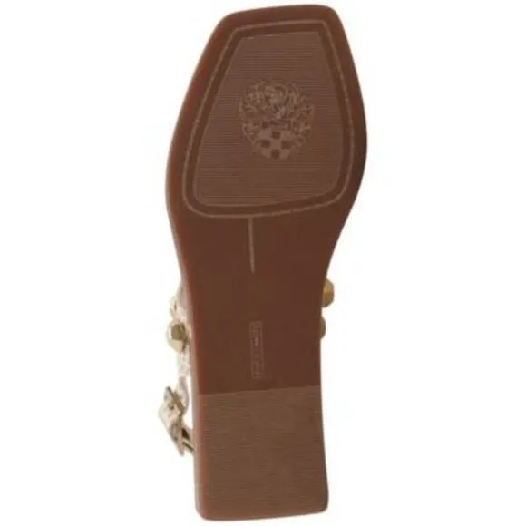 VINCE CAMUTO &quot;DAILETTE&quot; LIGHT TAUPE SNAKE EMBOSSED LEATHER STUD STRAPPY SANDAL🆕