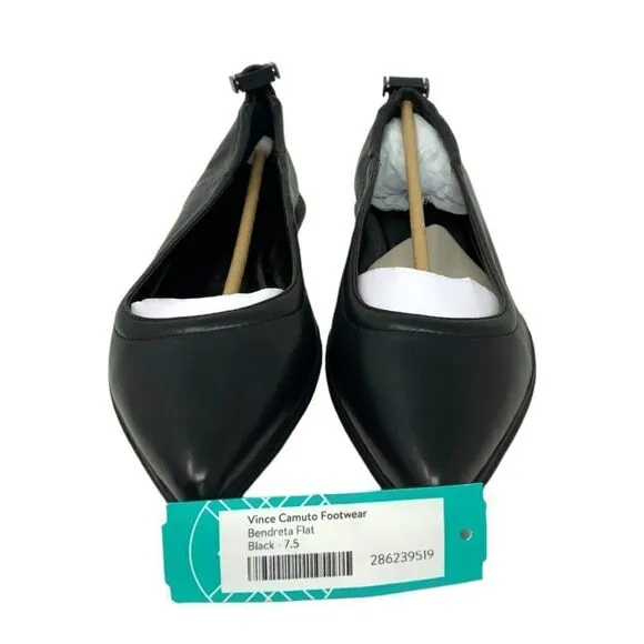 Vince Camuto Bendreta Sport Black Pointed Toe Ballet Flats Size 7.5 NWT $99 MSRP