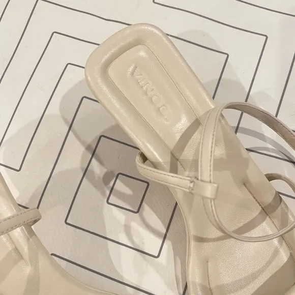 Vince Cottin Leather Square Toe Strappy Heeled Sandals