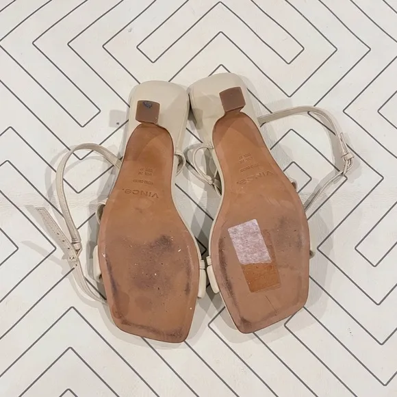 Vince Cottin Leather Square Toe Strappy Heeled Sandals