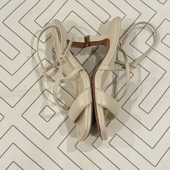 Vince Cottin Leather Square Toe Strappy Heeled Sandals