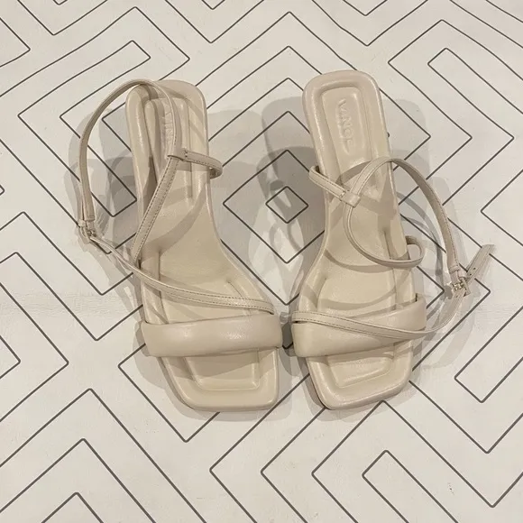 Vince Cottin Leather Square Toe Strappy Heeled Sandals