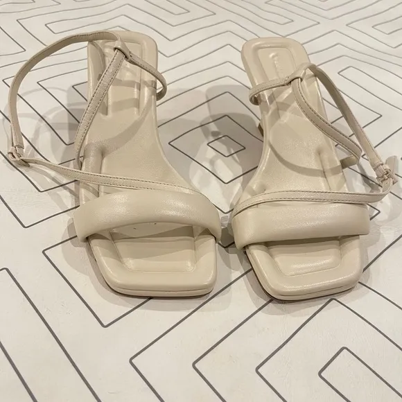Vince Cottin Leather Square Toe Strappy Heeled Sandals
