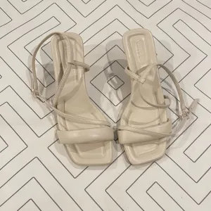 Vince Cottin Leather Square Toe Strappy Heeled Sandals