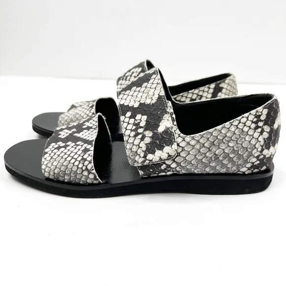 Vince Salina Snakeskin Minimalist Flat Sandals, Size 6M