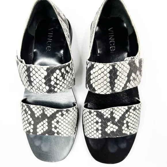 Vince Salina Snakeskin Minimalist Flat Sandals, Size 6M