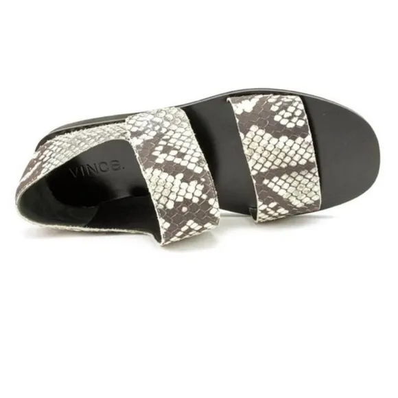 Vince Salina Snakeskin Minimalist Flat Sandals, Size 6M