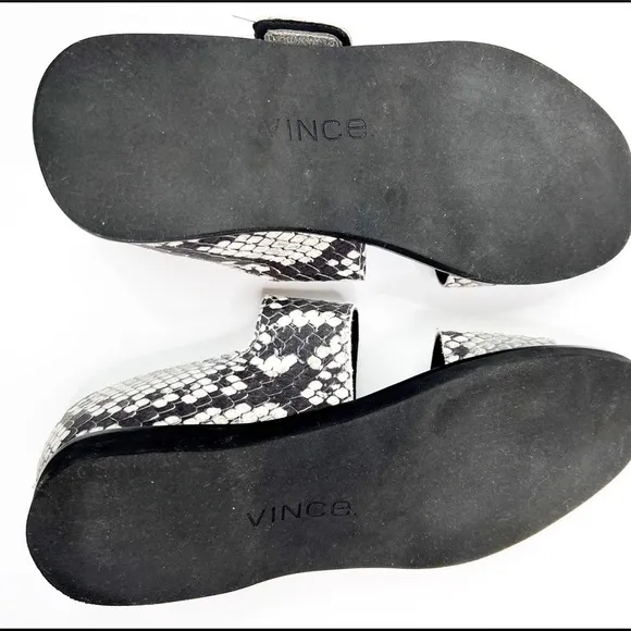 Vince Salina Snakeskin Minimalist Flat Sandals, Size 6M