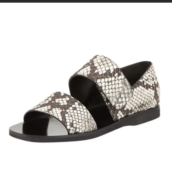 Vince Salina Snakeskin Minimalist Flat Sandals, Size 6M