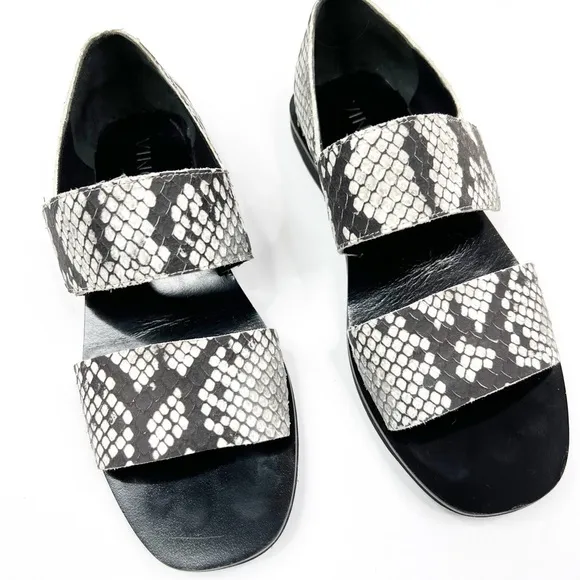 Vince Salina Snakeskin Minimalist Flat Sandals, Size 6M