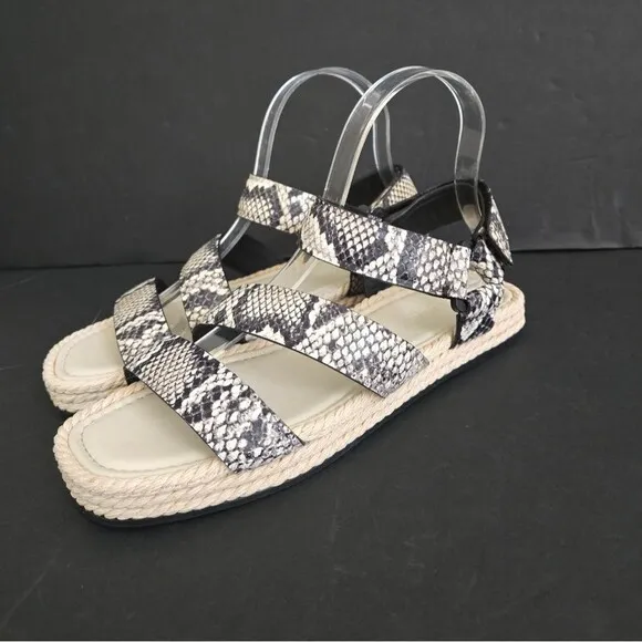 Vince Snakeprint Leather espadrille sandals size 7
