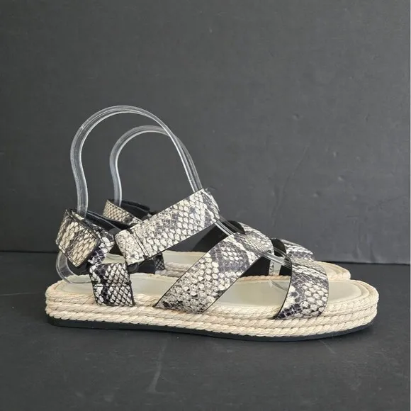 Vince Snakeprint Leather espadrille sandals size 7