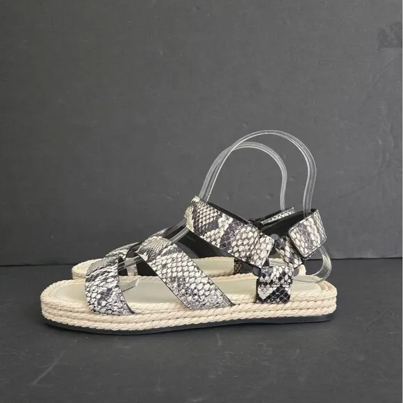 Vince Snakeprint Leather espadrille sandals size 7