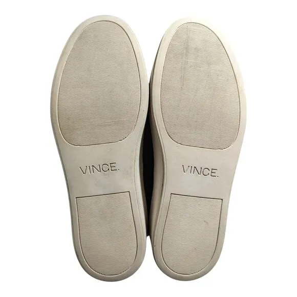 Vince Warner Black Nubuck Leather Zip Front Platform Slip-On Sneakers Sz 6