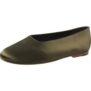 Vince Womens Green Solid Satin Ballet Flats New