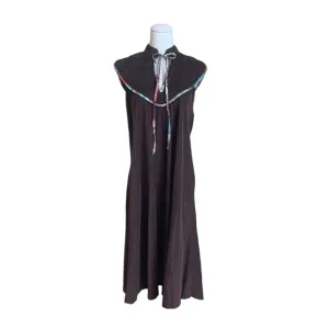 Vintage 70s Young Edwardian Arpeja Brown Corduroy Dress Boho Free People
