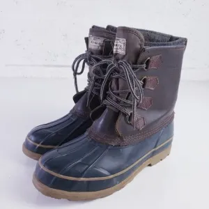 Vintage Duck Boot Brand Boots Mens 9 Blue Brown Leather Rubber Lace Up Mid-Calf