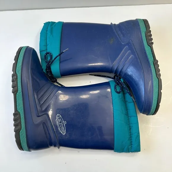 Vintage LaCrosse Winter Snow Boots Insulated Waterproof Blue Teal Kids Size 5‎