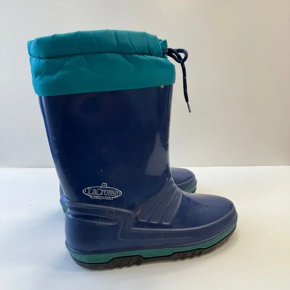 Vintage LaCrosse Winter Snow Boots Insulated Waterproof Blue Teal Kids Size 5‎