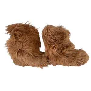 Vintage Roluc Ideal Open Country Brown Yeti Goat Fur Ski Snow Boots 43/44