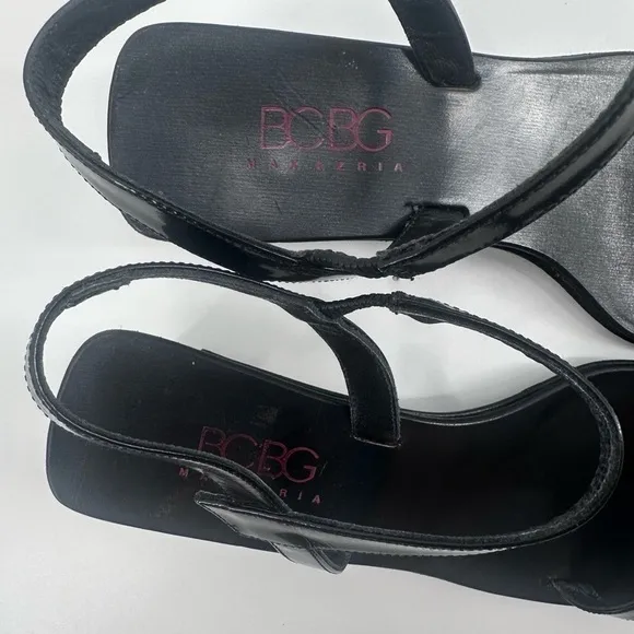 Vintage Y2K BCBG Italy Black Strappy Kitten Heel Sandals Size 7