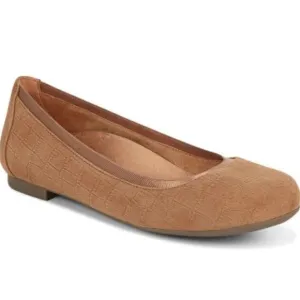 Vionic Anita Flats Tan Suede Leather Slip On Size 6.5 Round Toe