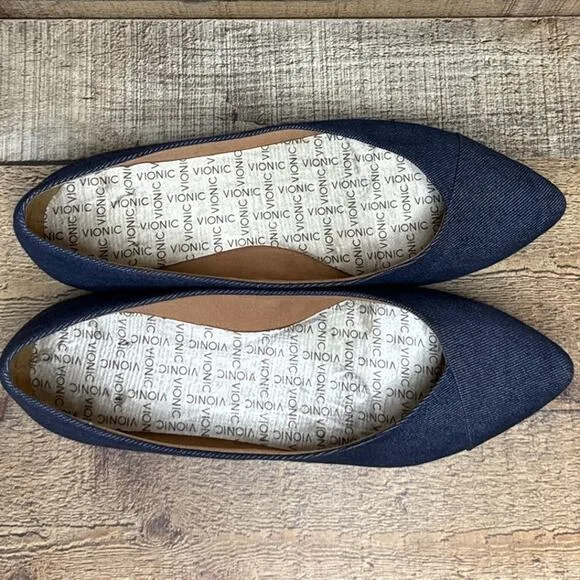 Vionic Caballo Blue Denim Pointed Toe Ballet Flats Size 7