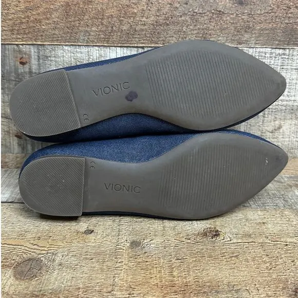 Vionic Caballo Blue Denim Pointed Toe Ballet Flats Size 7