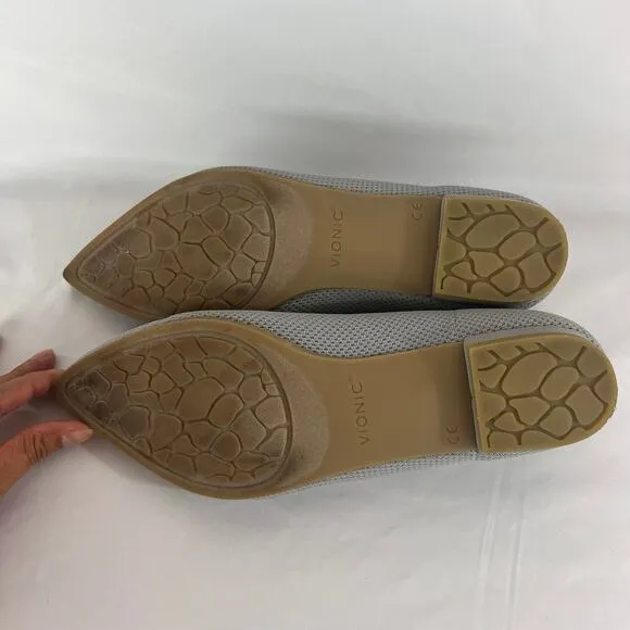Vionic Dahila Women's Ballet Flats Size 10 Pointed Toe Skimmer Shoes Light Grey
