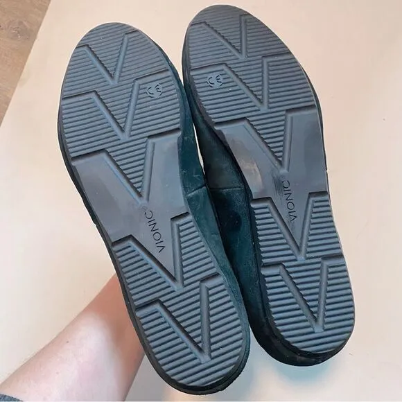 Vionic Tompkin loafer slipon Moccasin Ortho Arch Support black leather suede 13