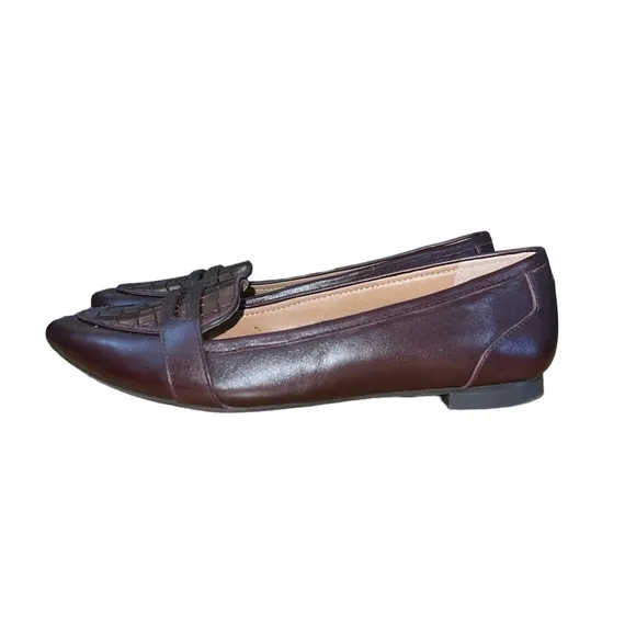 VIONIC Women’s Savannah Burgundy Wine Leather Loafer Flats Pointed Toe Size 7