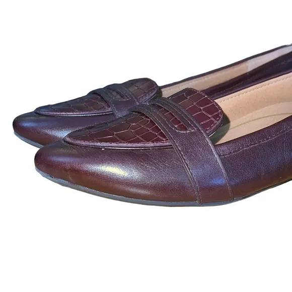 VIONIC Women’s Savannah Burgundy Wine Leather Loafer Flats Pointed Toe Size 7