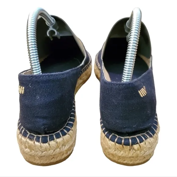 Viscata Barcelona Rascassa Navy Blue Canvas &amp; Jute Espadrille Flats (Size 36)