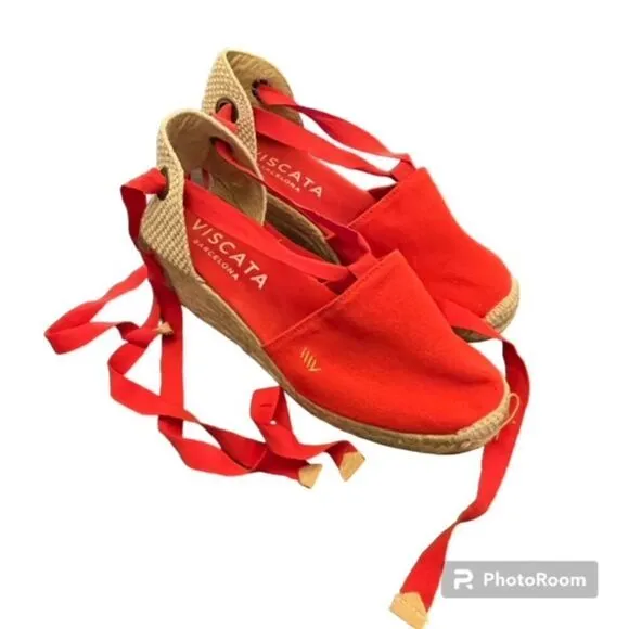Viscata Women's Tie Up Espadrilles Orange Size 39 - Like NEW! US size 8