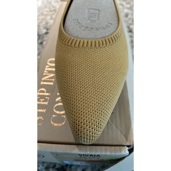 VIVAIA Aria Pointed Toe Ballet Flats Aria 5° Ginger Yellow Size 40  (US 9) NIB