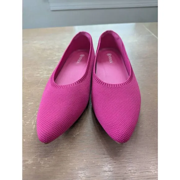 Vivaia Pointed Toe Ballet Flats Aria 5' women's 41.5 pink knitted comfort Pitata