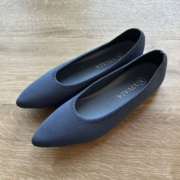 Vivaia Women’s Aria Walker Lightweight Pointed-Ballet Flats Vintage Blue Size 8